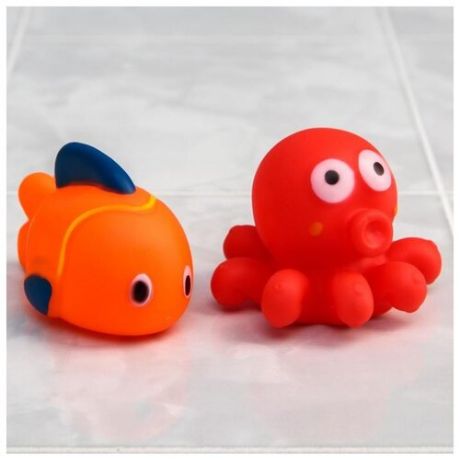 Набор резиновых игрушек для игры в ванной Морские малыши, 4 шт. Крошка Я 2932014