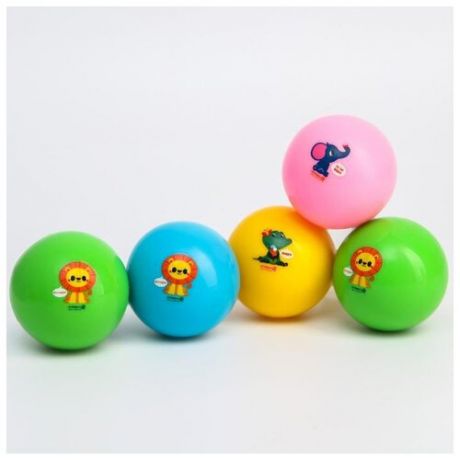 Набор развивающих тактильных мячиков для ванны с пищалкой 5шт Животные, 7 см Крошка Я 5239103 .