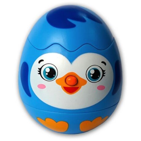 Интерактивная развивающая игрушка Азбукварик Яйцо-сюрприз Пингвинчик, голубой