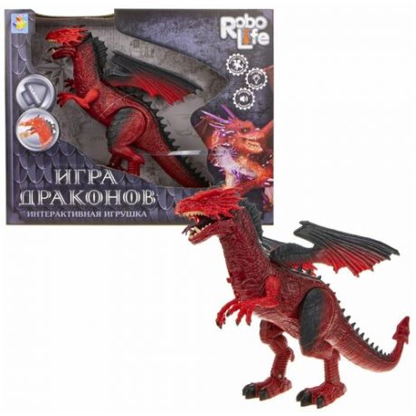 Интерактивная игрушка 1Toy Дракон, 2АА, в комплект входят, свет, звук, движение, коробка 20 см*30,5 см*6 см, красный (Т17170)