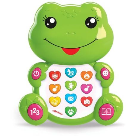 Интерактивная развивающая игрушка Азбукварик Зверята с огоньками Лягушонок, зелeный