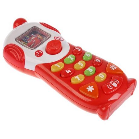 Интерактивная развивающая игрушка Умка Мобильный телефон Тачки 0619-RC, белый/красный