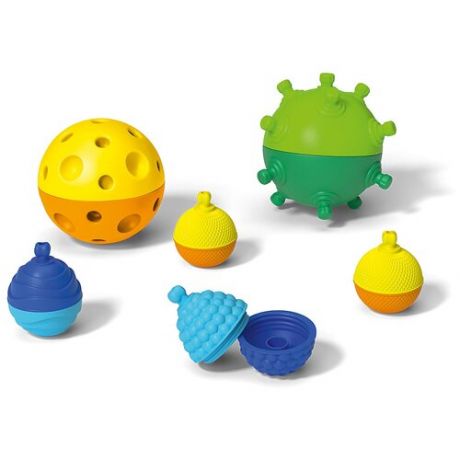 Развивающая игрушка lalaboom 2 тактильных шара, желтый/зеленый/голубой