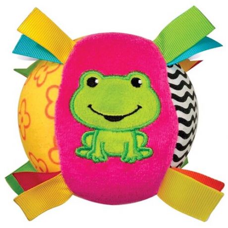Интерактивная развивающая игрушка Азбукварик Мячик Песенка Люленьки, розовый/зеленый/желтый