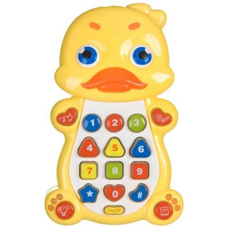 Интерактивная развивающая игрушка BONDIBON Умный телефон Утенок ВВ4549, желтый