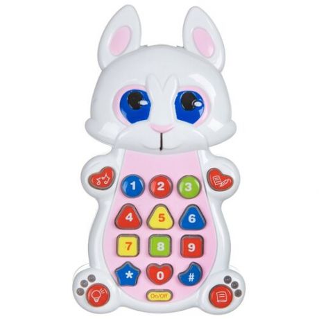 Интерактивная развивающая игрушка BONDIBON Умный телефон Зайка ВВ4547, белый/розовый