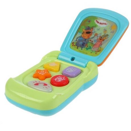 Интерактивная развивающая игрушка Умка Три Кота Мой первый телефон, зеленый/голубой/оранжевый