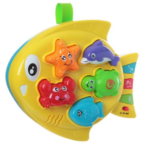 Развивающая игрушка на батарейках "Рыбка с морскими обитателями" / музыкальная интерактивная игрушка / бизиборд развивающий со звуком