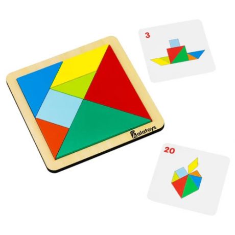 Игрушка для детей интерактивная развивающая Танграм 20 заданий (деревянная)