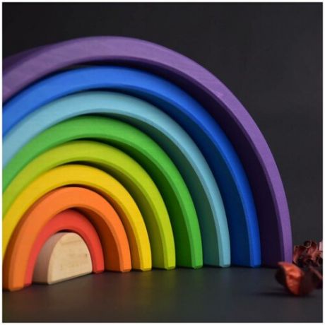 Развивающая игрушка Большая деревянная радуга для детей с Вашей гравировкой