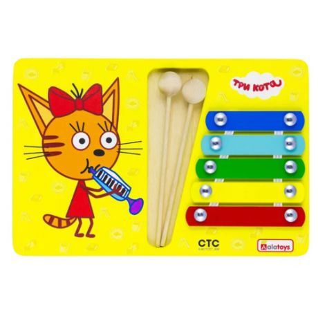 Игрушка для детей интерактивная развивающая Металлофон Карамелька (Три кота)(деревянная)