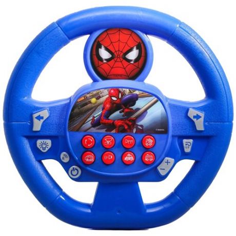 Развивающая игрушка Сима-ленд музыкальный руль Человек-паук 4692363, синий
