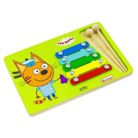 Игрушка для детей интерактивная развивающая Металлофон Коржик (Три кота) (деревянная)