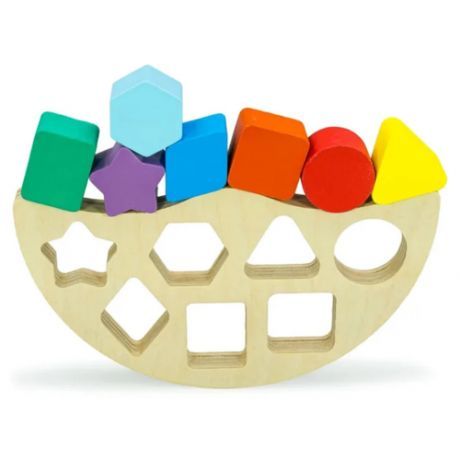 Игрушка для детей интерактивная развивающая Балансир "Радуга" (деревянная)