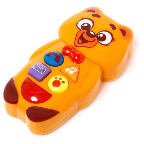 Музыкальная игрушка ZABIAKA "Мишка Барри", звук, свет, цвет желтый