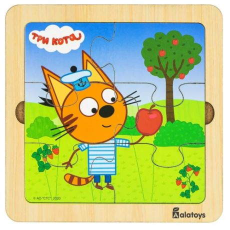Игрушка для детей интерактивная развивающая Пазл Коржик "Три кота" (деревянная