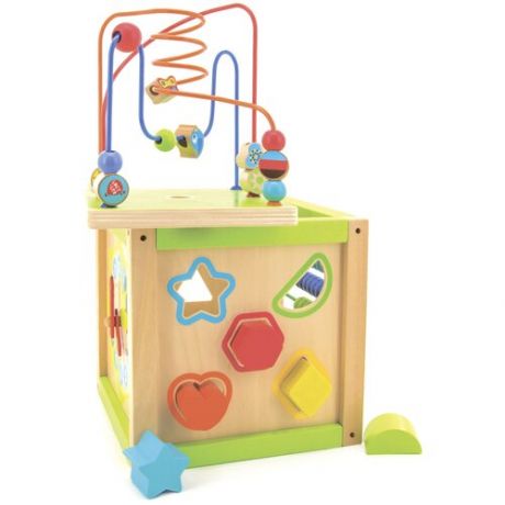 Развивающая игрушка Lucy & Leo Универсальный куб LL140, бежевый/зеленый