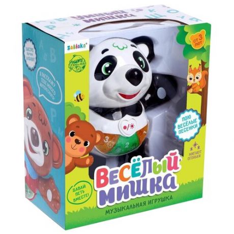 Интерактивная развивающая игрушка Zabiaka Мишка Барри 5034638, белый/черный