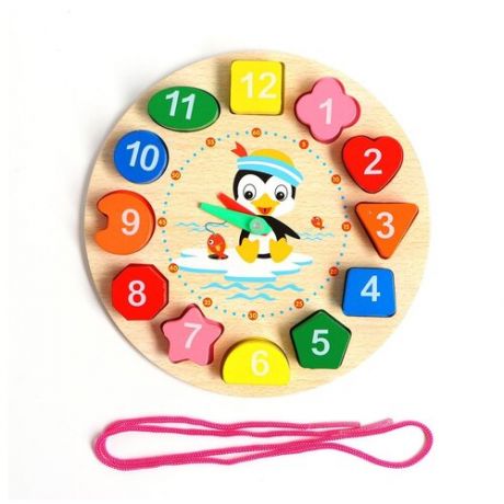 Развивающая игрушка Сима-ленд часы 3в1 Пингвин, разноцветный
