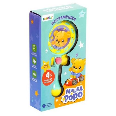 Музыкальная игрушка Мишка Роро, со световыми и звуковыми эффектами, цвет голубой ZABIAKA 4516009 .