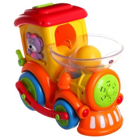 Интерактивная развивающая игрушка Play Smart Музыкальный Веселый паровозик Расти малыш, оранжевый