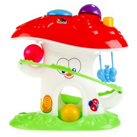 Развивающая игрушка Полесье Забавный гриб 47892, красный/белый/зеленый