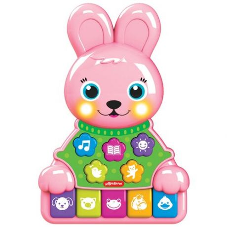 Интерактивная развивающая игрушка Азбукварик Музыкальные зверята. Зайчик, розовый