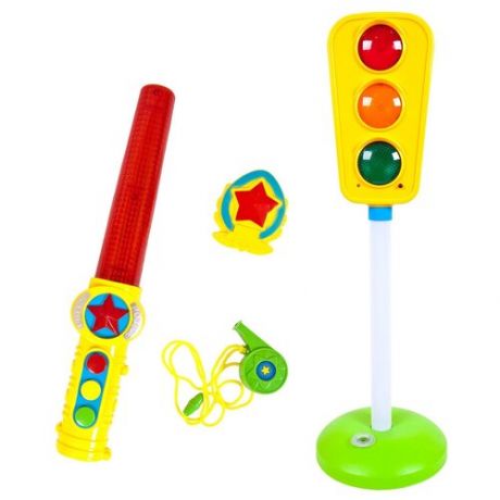 Интерактивная развивающая игрушка Zhorya Потеша Светофорчик, желтый/зеленый/белый
