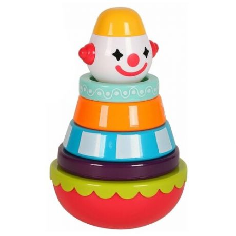 Развивающая игрушка для детей Неваляшка, 2в1, Игрушка-неваляшка, пирамидка "Клоун", обучающая игрушка, игрушка для малышей, развивает моторику, цветовосприятие, в/к 16*15*20 см