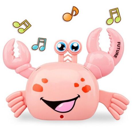 Детская игрушка, веселый интерактивный шагающий краб, розовый