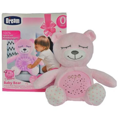Детский ночник игрушка Мишка розовый