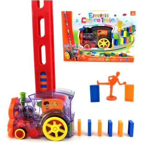 Электрический паровозик Домино с 80 блоками (доминошками) / Развивающая игрушка для детей