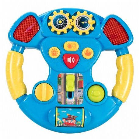 Развивающая игрушка Junfa toys Потеша музыкальный руль ZY860517, голубой