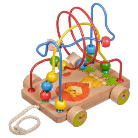 Каталка-игрушка Мир деревянных игрушек Львенок (Д011) бежевый/голубой