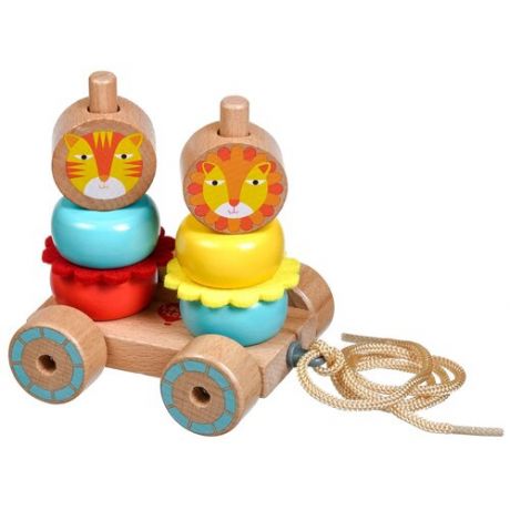 Каталка-игрушка Мир деревянных игрушек Лев и Львица (LL155) бежевый/голубой