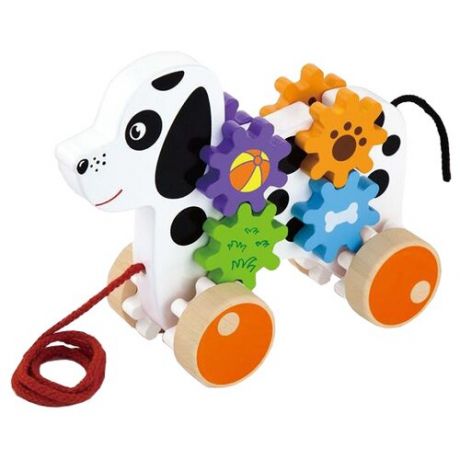 Каталка-игрушка Viga Собака с шестернями (50977) разноцветный