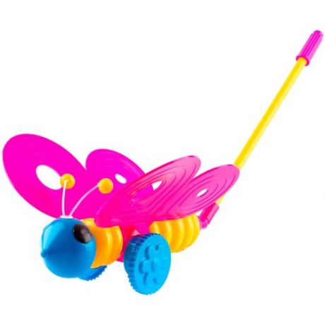 Каталка-игрушка Пластмастер Бабочка (12001) розовый/желтый