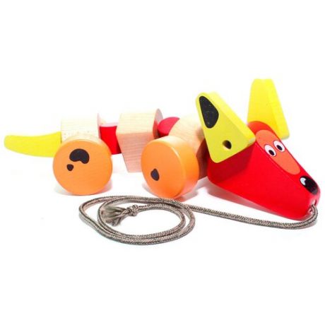 Каталка-игрушка Cubika Такса (13623) красный/оранжевый
