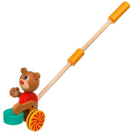 Каталка-игрушка BONDIBON Мишка (ВВ4015) коричневый/красный/зеленый