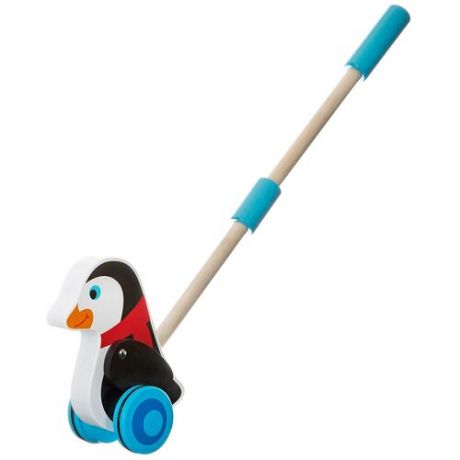 Каталка-игрушка BONDIBON Пингвин (ВВ2038) белый/черный/голубой