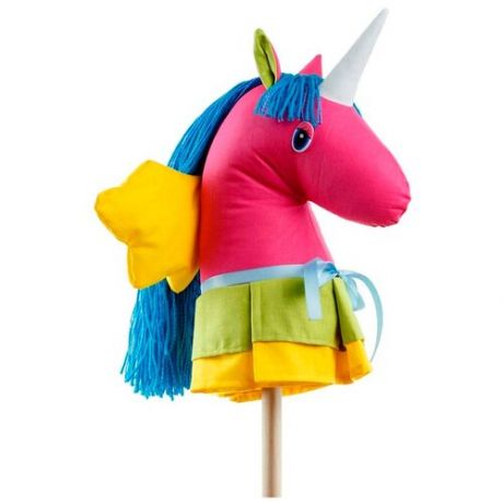 Лошадка на палке Коняша Единорожек Радуга (КД023) розовый/синий/желтый/зеленый