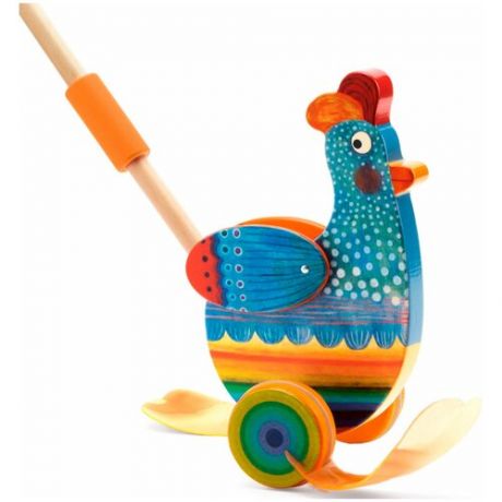 Каталка-игрушка DJECO Петух Фани (06260) многоцветный