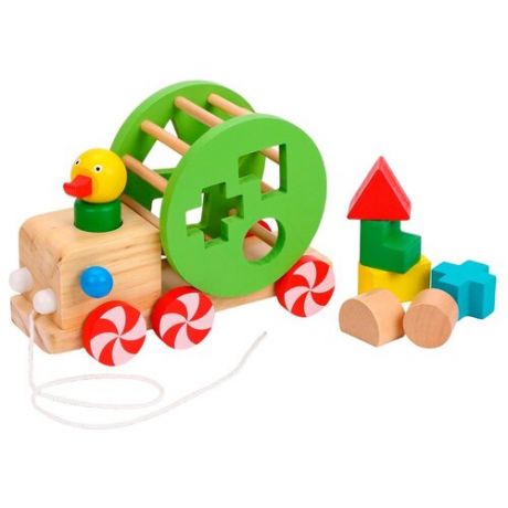 Каталка-игрушка Mapacha Утенок (76776) бежевый/зеленый/красный