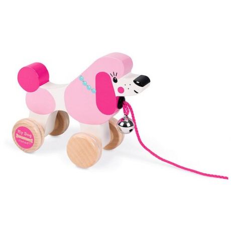Каталка-игрушка Janod Пудель (J08217) розовый/белый