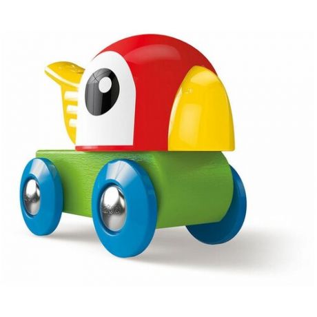 Каталка-игрушка Hape Свистящий попугайчик (E3808) красный/голубой/зеленый/желтый