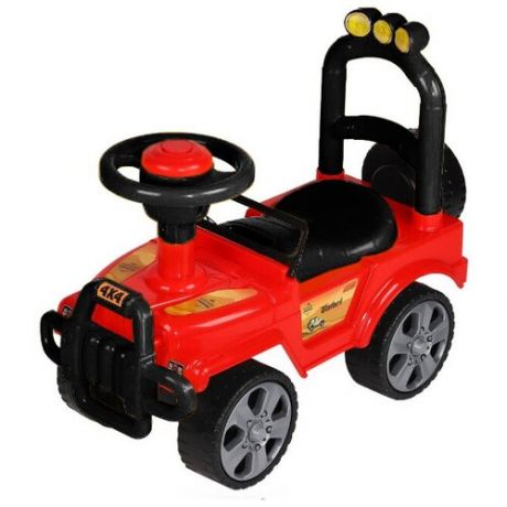 Каталка детская толокар ТМ "Компания Друзей", внедорожник, джип, пушкар, пластиковые колеса, высокая спинка, багажник, красный, JB5300495