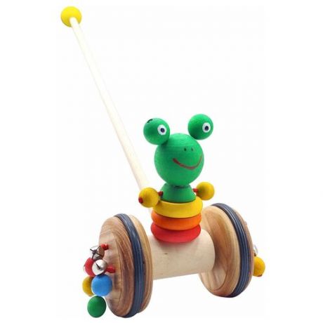 Каталка-игрушка S-Mala Лягушонок 12002 бежевый/зеленый