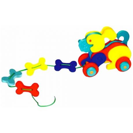 Каталка-игрушка Флексика Собачка (45497) желтый/голубой/красный/синий