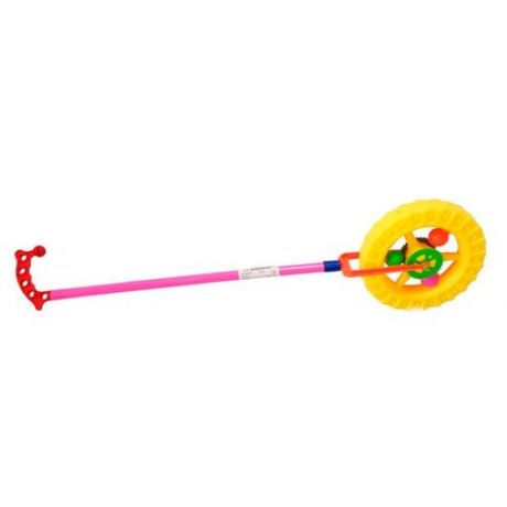 Каталка-игрушка Junfa toys Колесо (866) желтый/розовый/красный