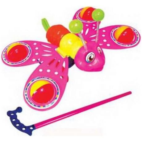 Каталка-игрушка Junfa toys Бабочка 865 розовый/красный/желтый